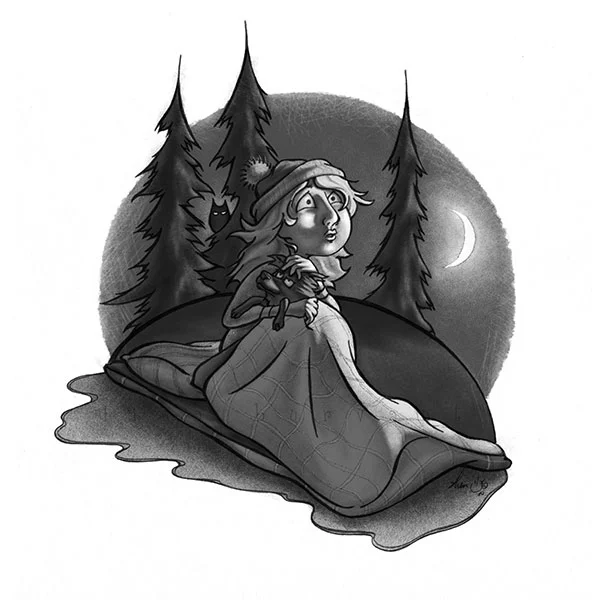Camp: I used this one to add some spot illustrations to my portfolio. This is ink, colored digitally. Art by Lisa Burvant