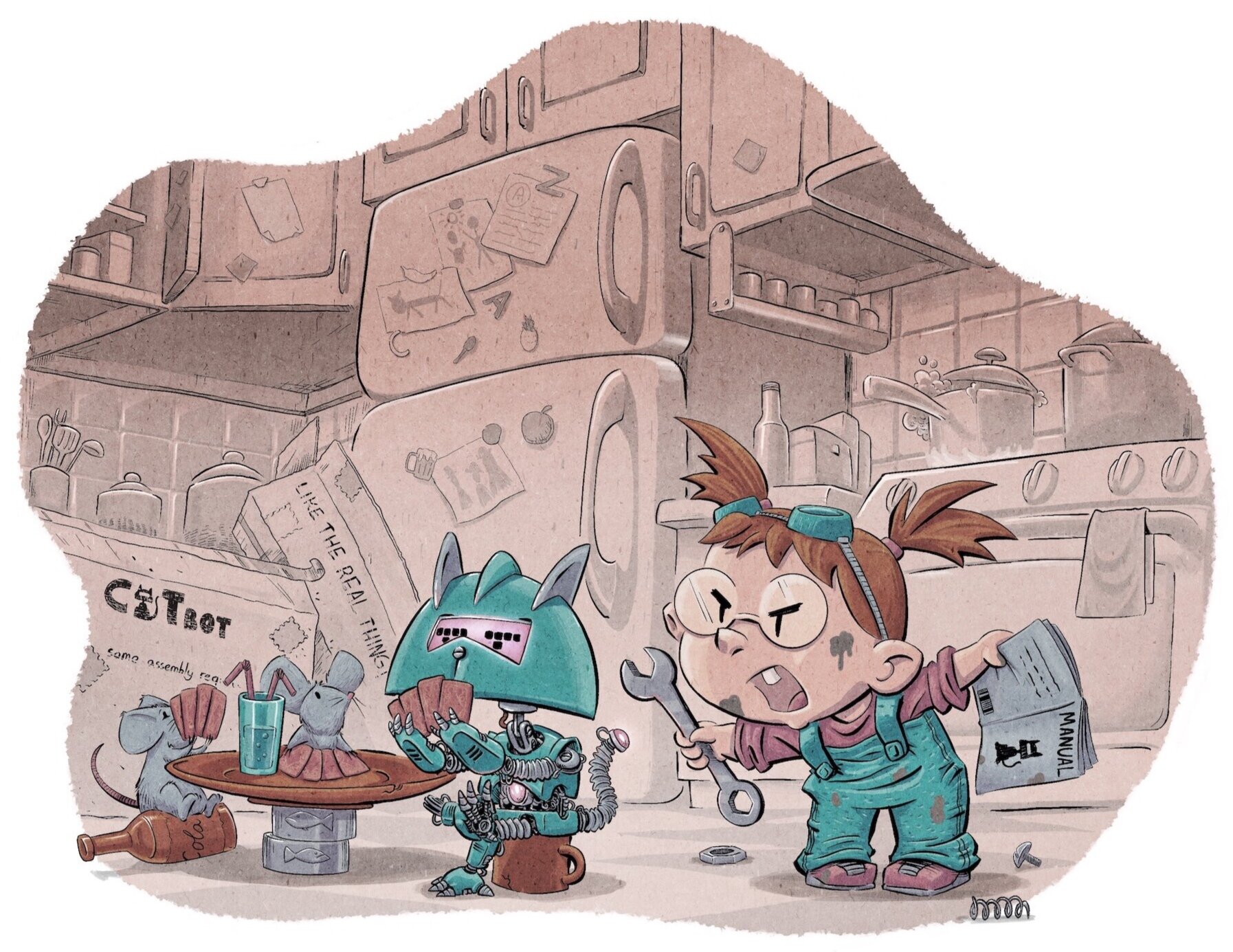 Aleksey, on his April contest entry: This was my entry for the April "Lisa's Robot" Contest. I tried to make it humorous, where Lisa's cat bot, clearly made to catch mice, is instead playing cards with the mice. In this piece I tried to incorporate …