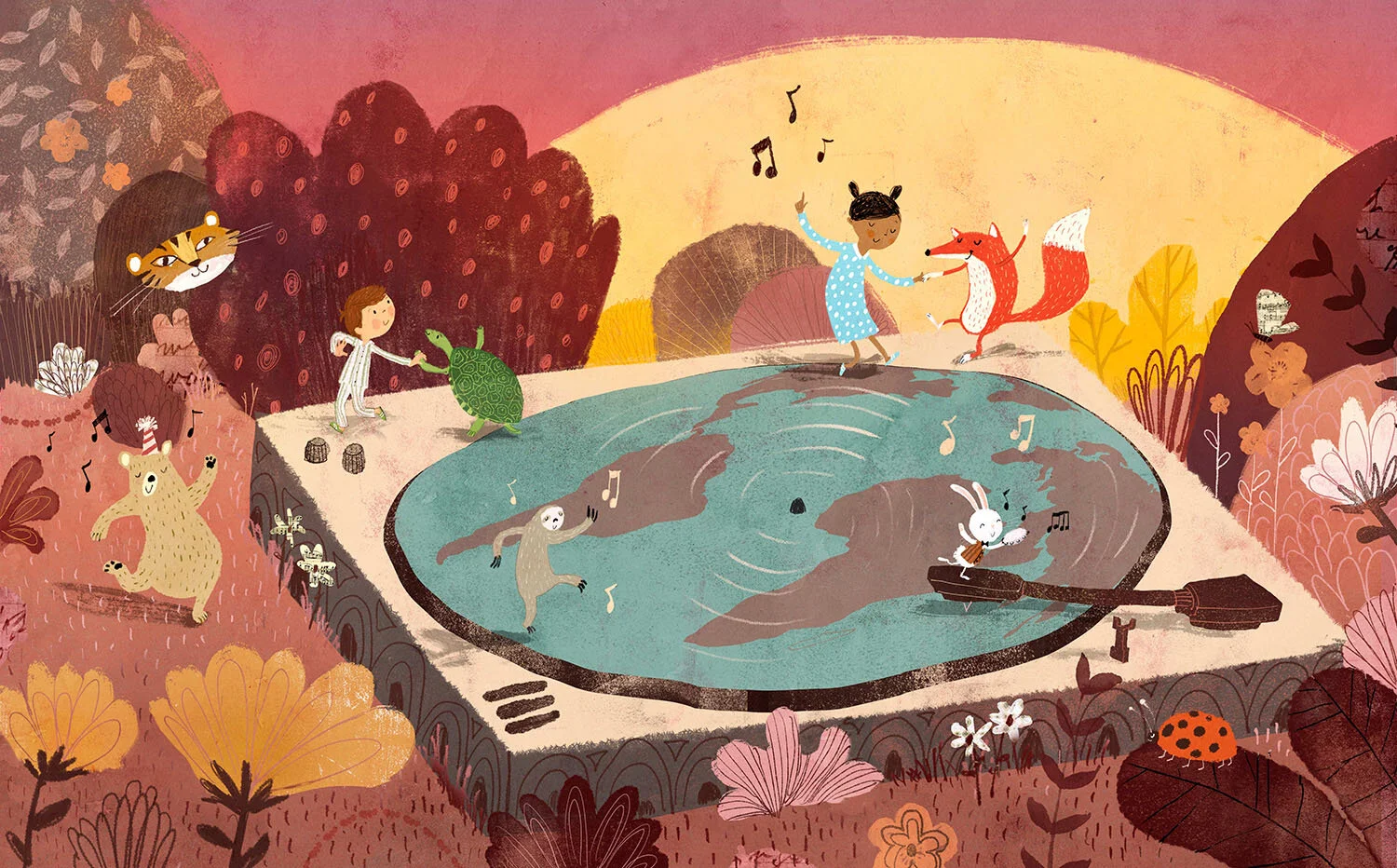 All together now! Art from Lee White’s latest picture book, This Pretty Planet.