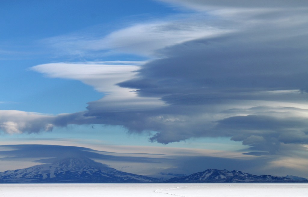 Clouds over Royal Society Mountains, Antartica