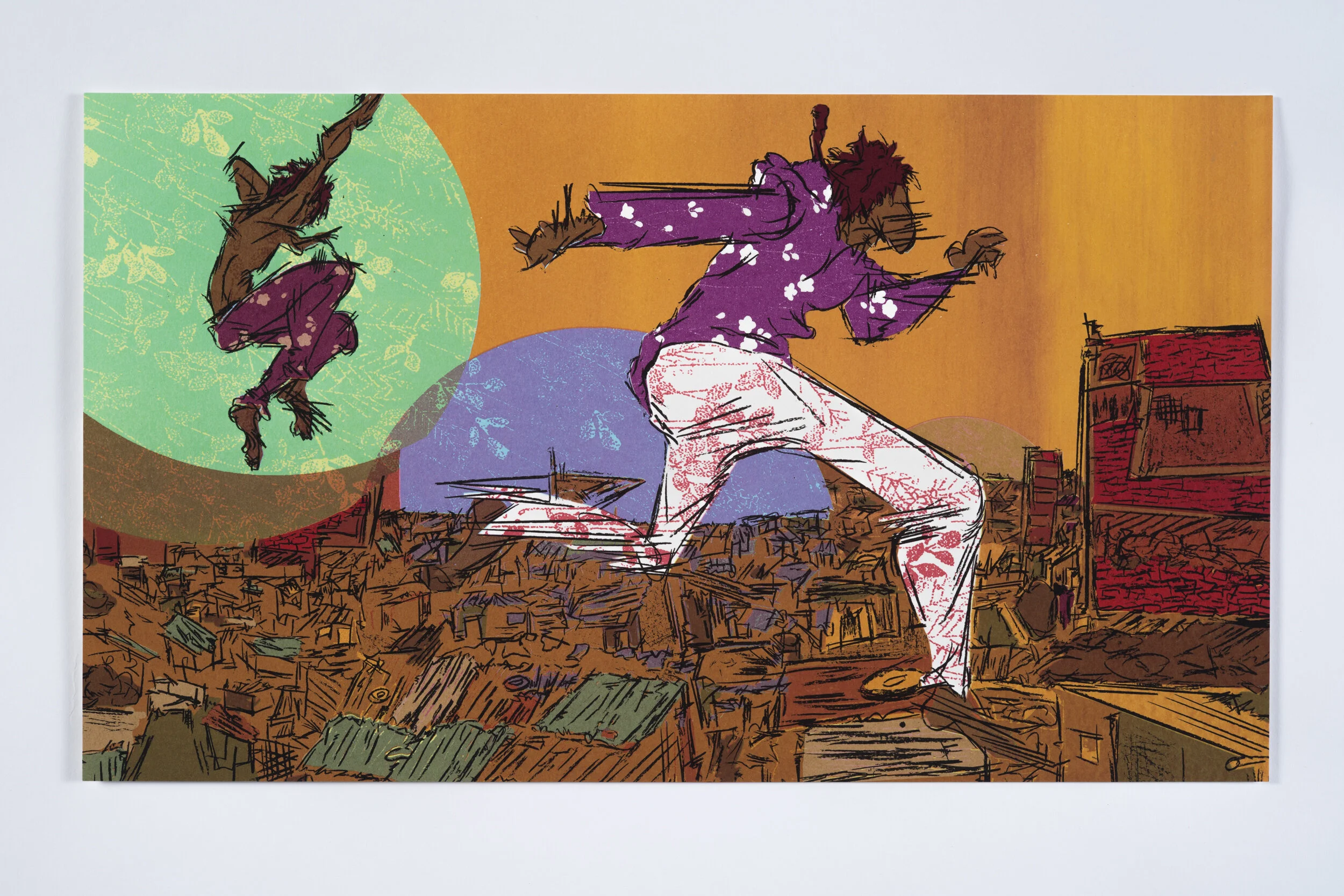 Gijima, silkscreen on paper, 11x”19”, edition of 11, printed in 2019.