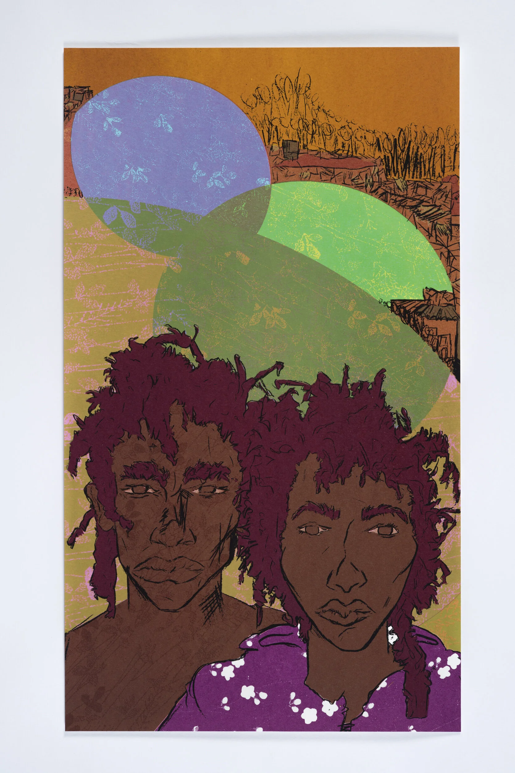 Mafatla, silkscreen on paper, 11x”19”, edition of 11, printed in 2019.