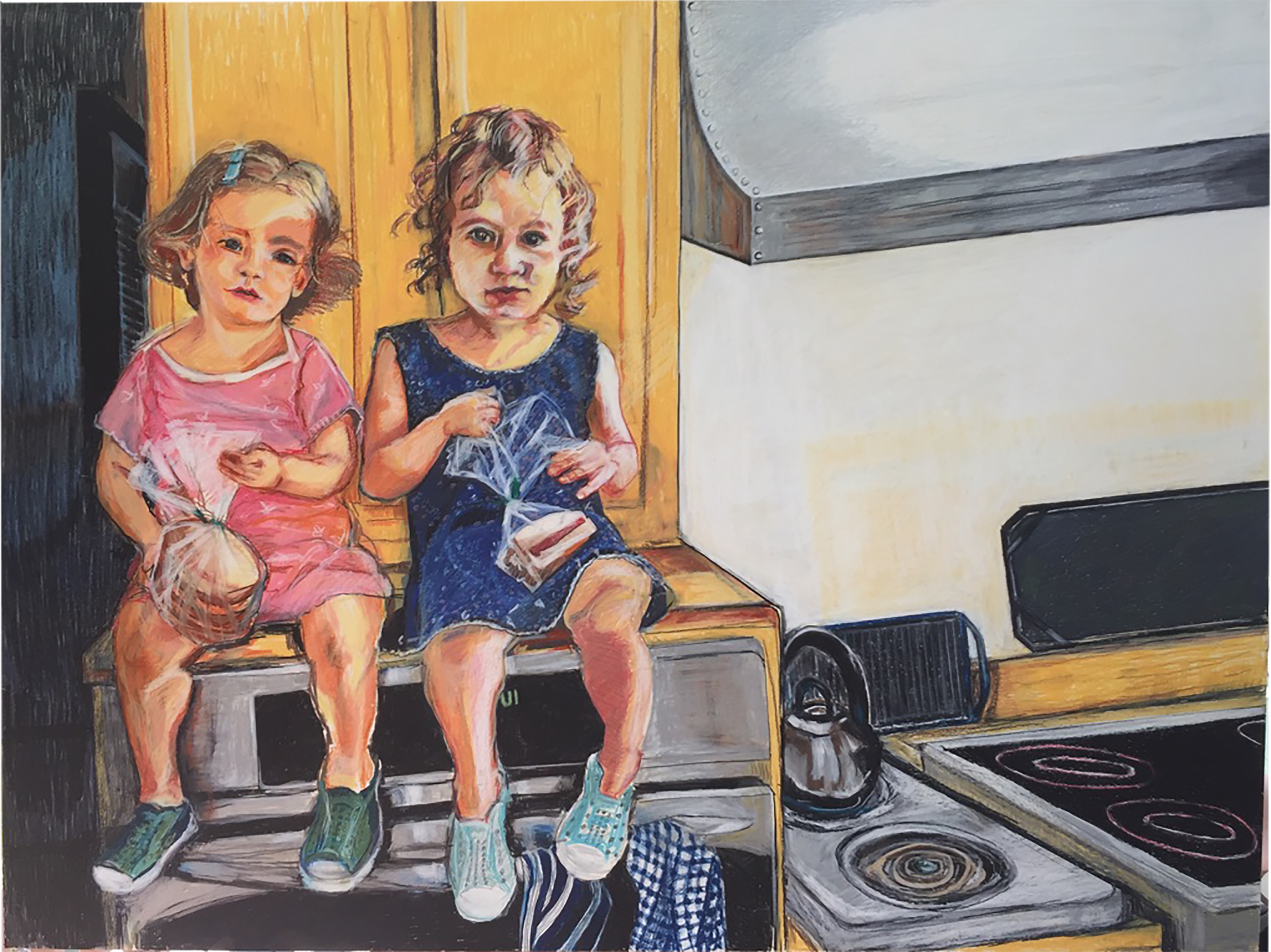Ada & Hazel in Grandma Boots & Grandpa Larry’s Kitchen, Westport