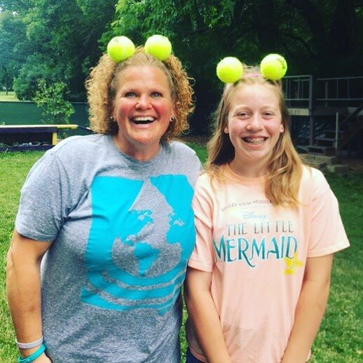 When your new 7th grade girl makes matching tennis ball headbands!! @livingthedream @wooddalejh
