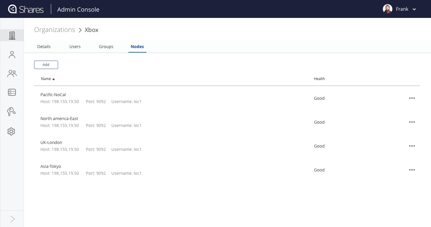 Storage nodes added to organization