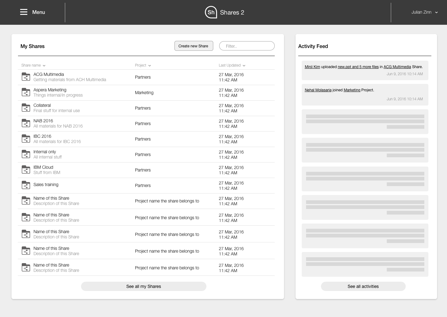 Concept A: Separated admin interface