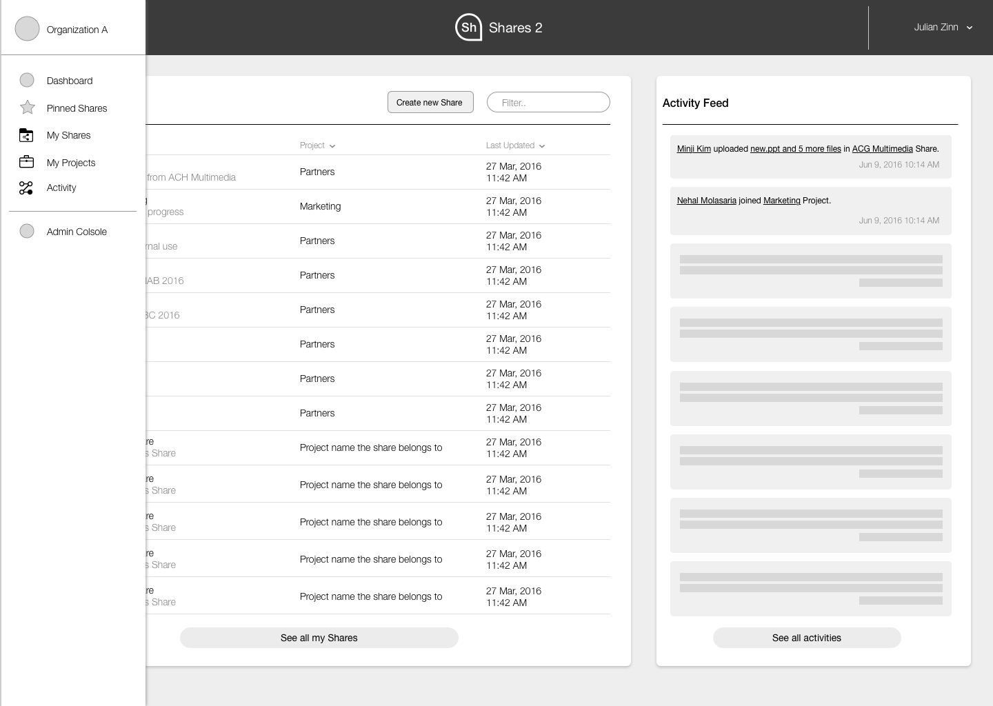 Concept A: Separated admin interface