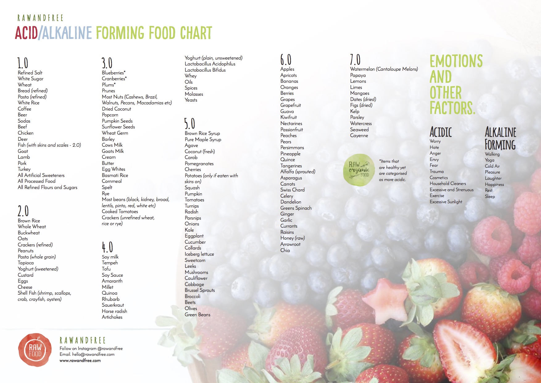 Printable Alkaline Acid Food Chart