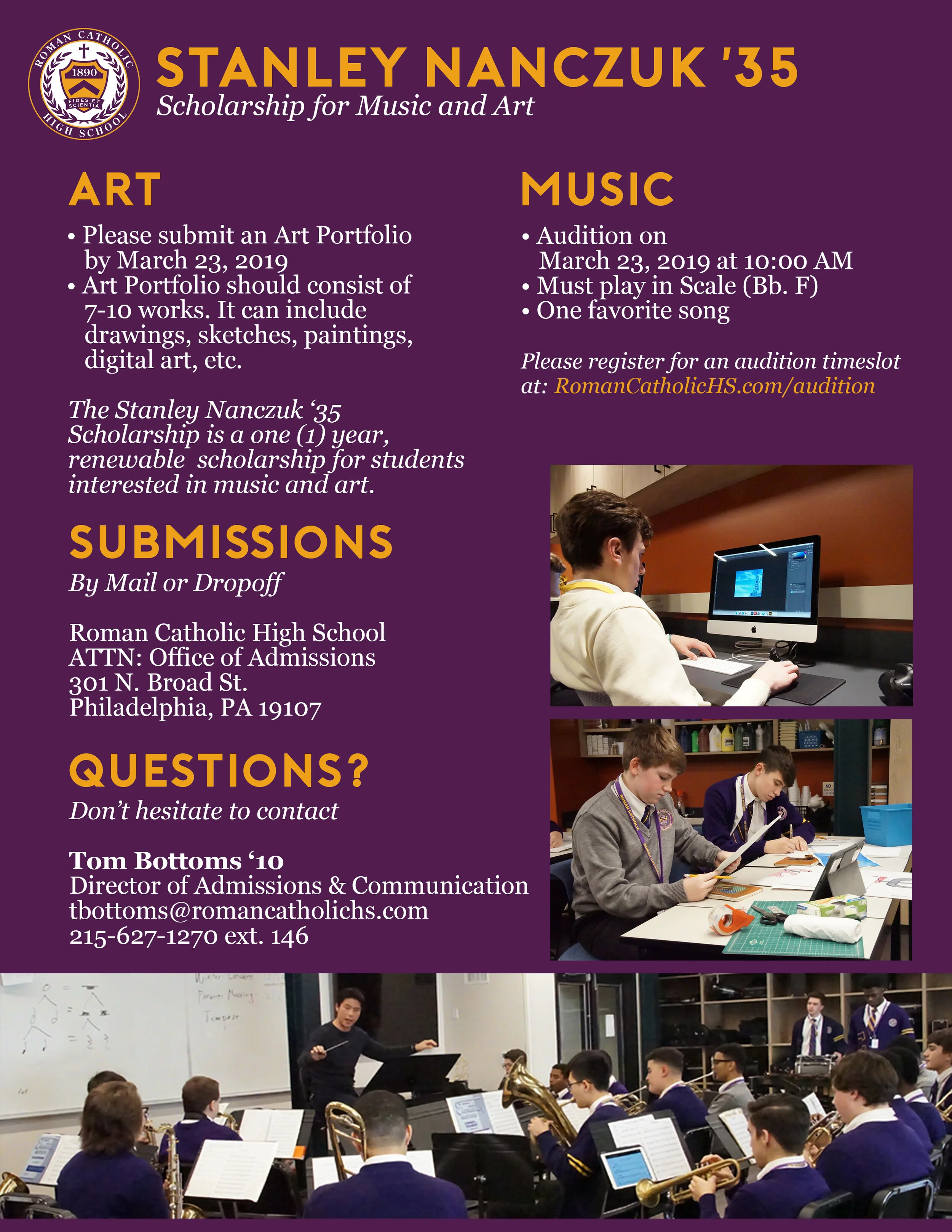 This advertisement was created for the Stanley Nanczuk ‘35 Scholarship for Music and Art