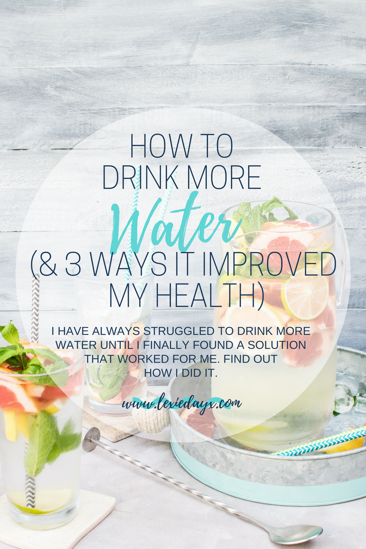 How To Finally Start Drinking More Water I have always been terrible at drinking water. I used to be the type of person that would look at the clock and realize that it was 1 pm and I still hadn't drank a single drop. My skin was terrible, I used to get water infections pretty often and I was struggling to lose weight. I had tried so many times to drink more but I could never remember and had nothing in place to hold myself accountable. So here is how to finally start drinking more water.