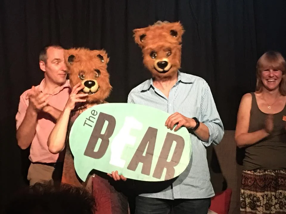 Eve of the Champs on July 21, 2017: closed with a bang! Dyane Neiman and Frank Spandl, founders of The Bear taking a bow.