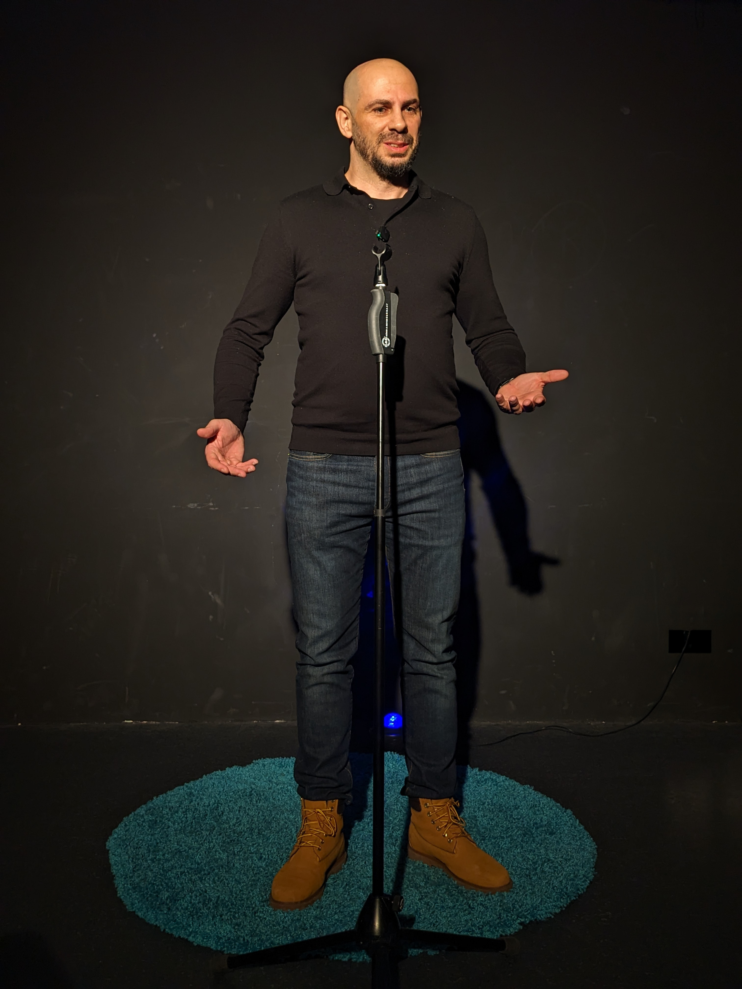 Storyteller performing live at THE BEAR, Berlin's stage for true personal stories.