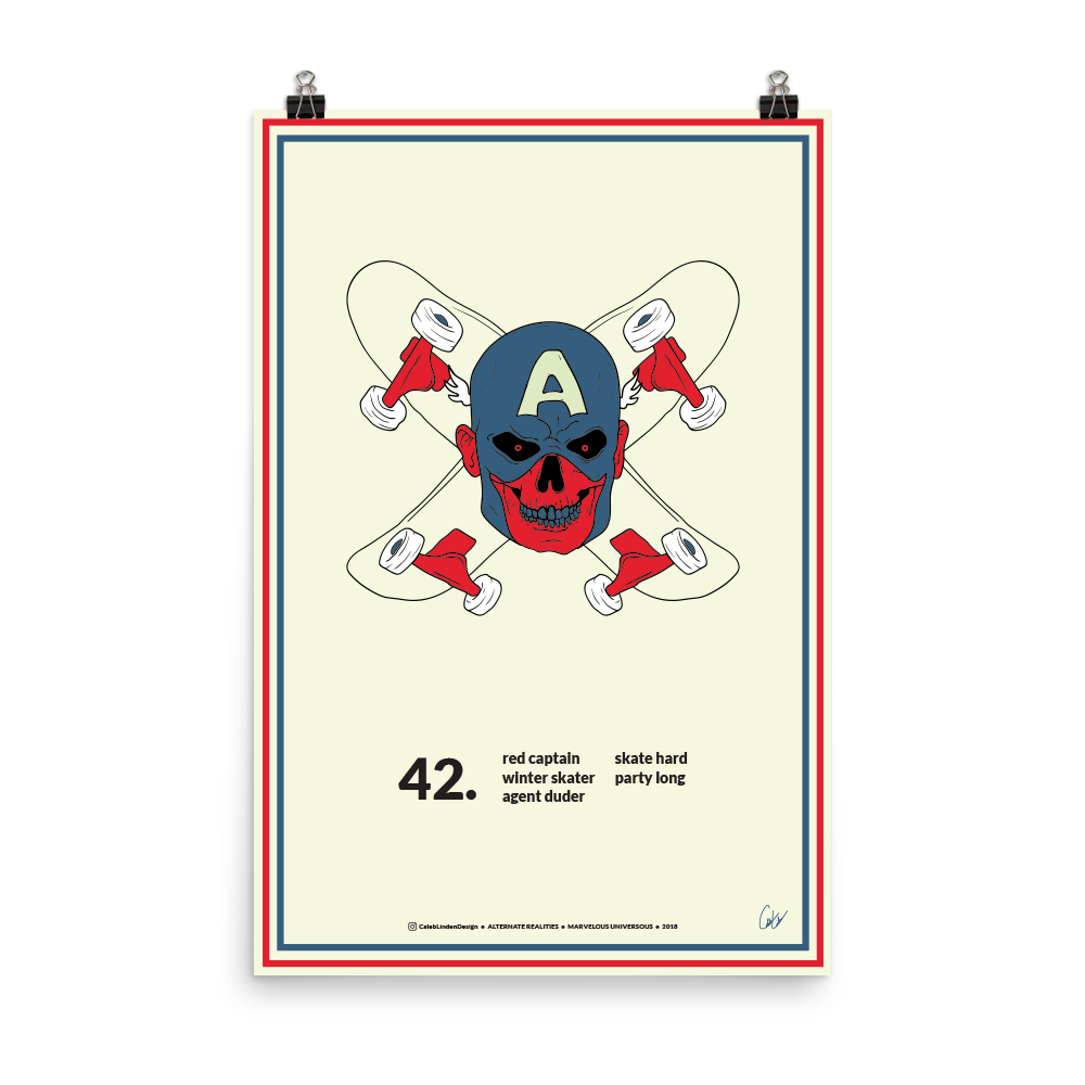 Captain America Red Skull Skater Marvel Print