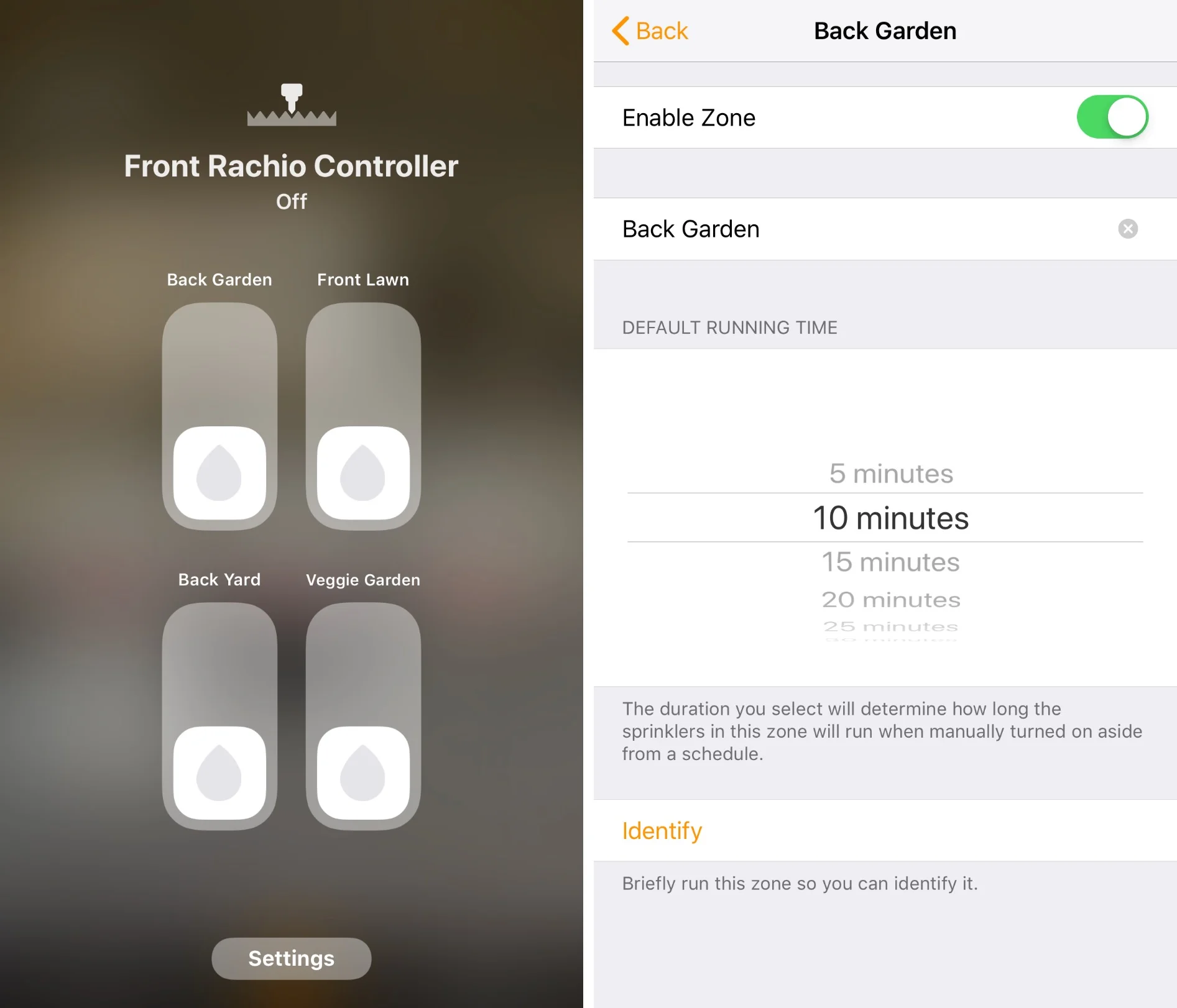Rachio 3 as it appears in the Home app