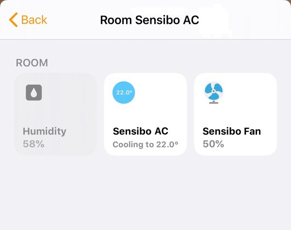 Sensibo Tiles in the Home app