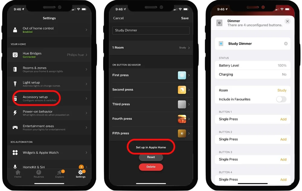 How to configure Hue dimmer switches for HomeKit
