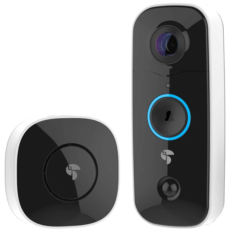 Toucan Wireless Doorbell - ✔  1440x1440 HD camera✔  180 degree FoV✔  24 hour cloud storage✔  Indoor chime included✔  Two-way talk and quick responses✔  Supports Alexa✔  IP65 Weather resistance✘  Many features require subscription✘  Must be removed to charge✘  Limited notification control