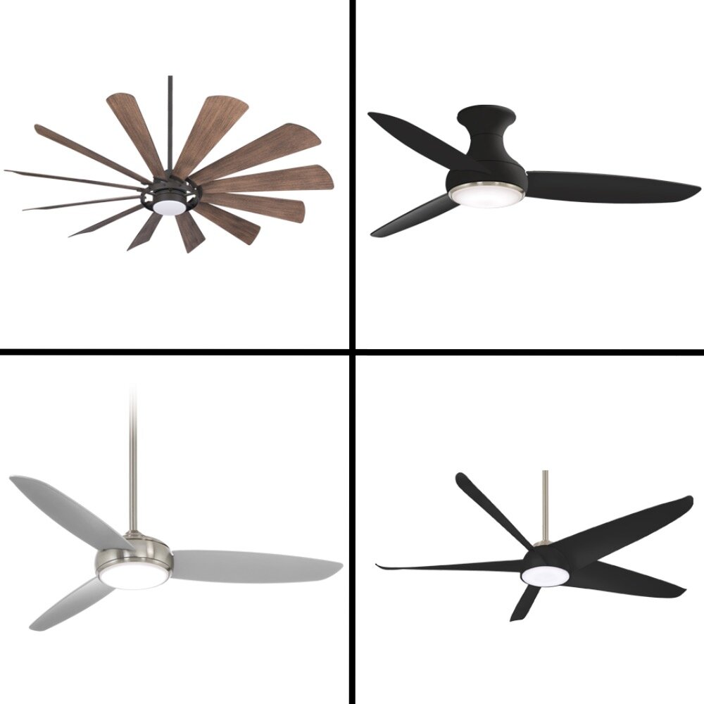 a selection of 4 minka aire ceiling fans in a grid