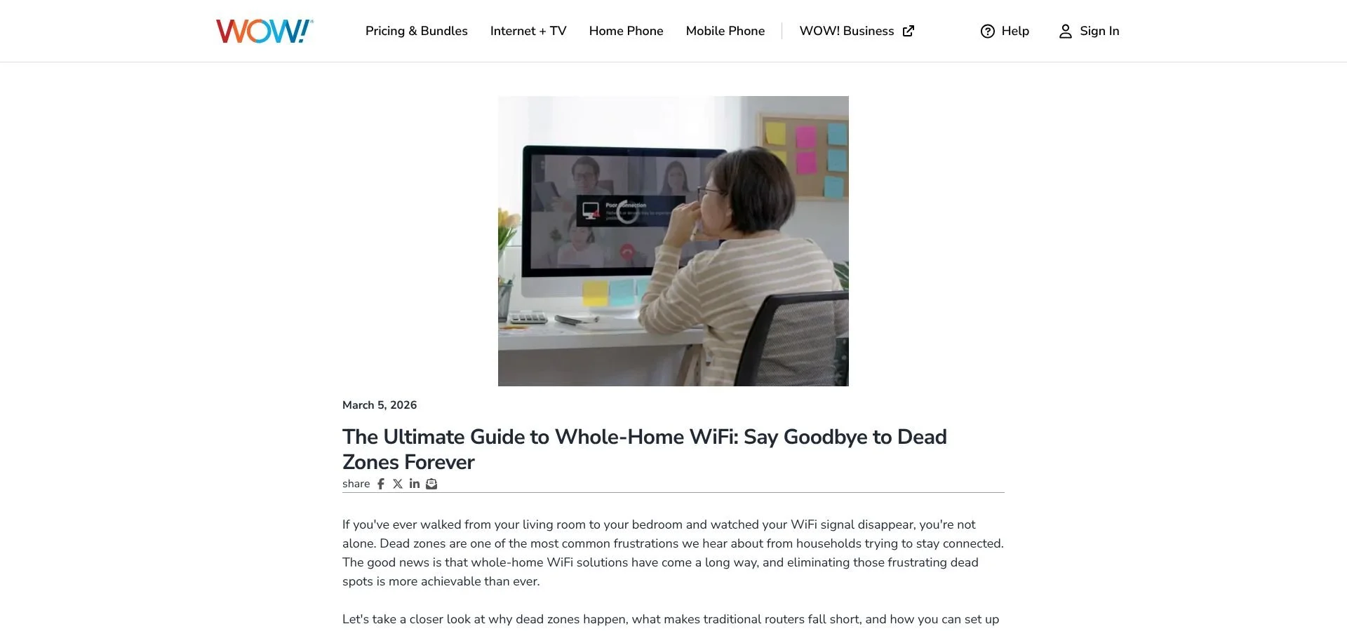 screenshot of Wow home wi-fi guide