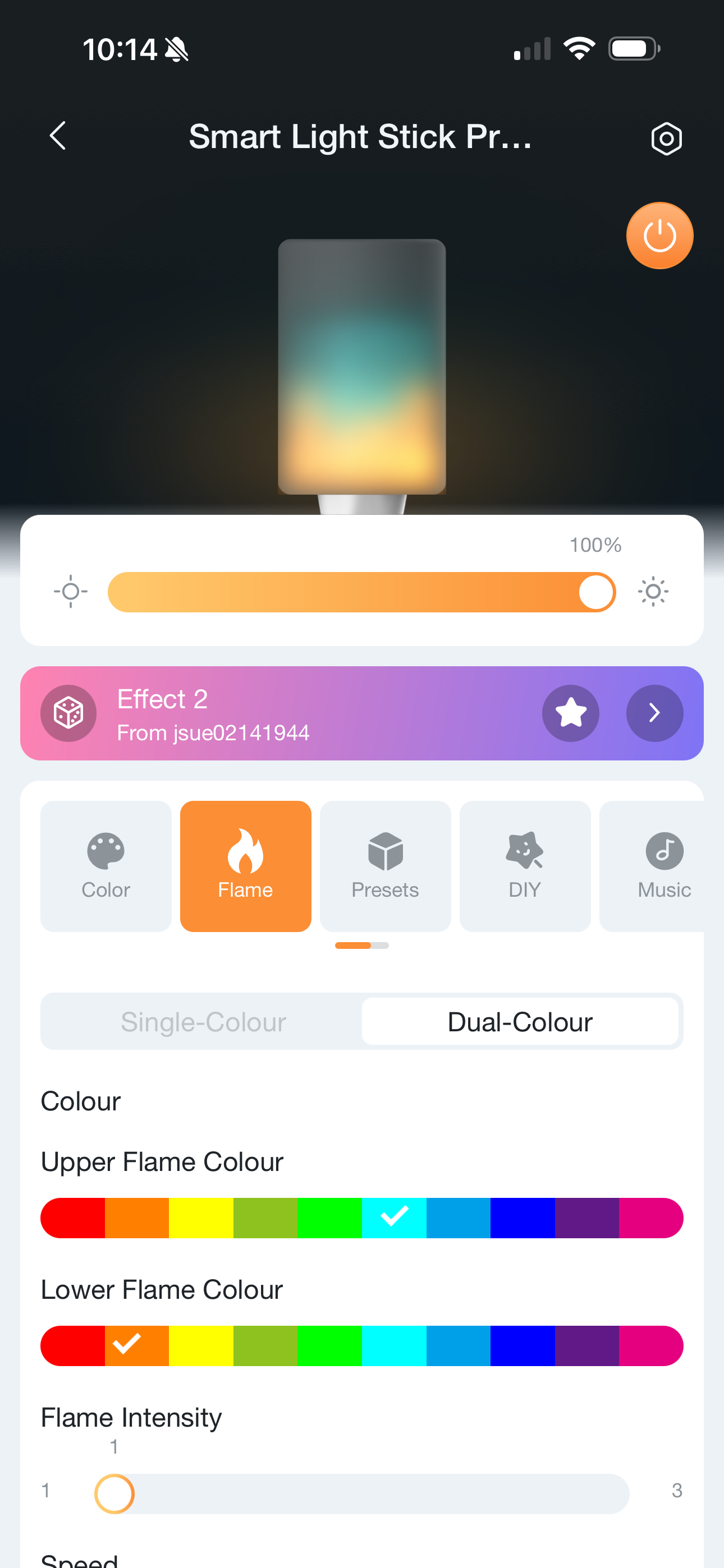 linkind light stick flame control panel