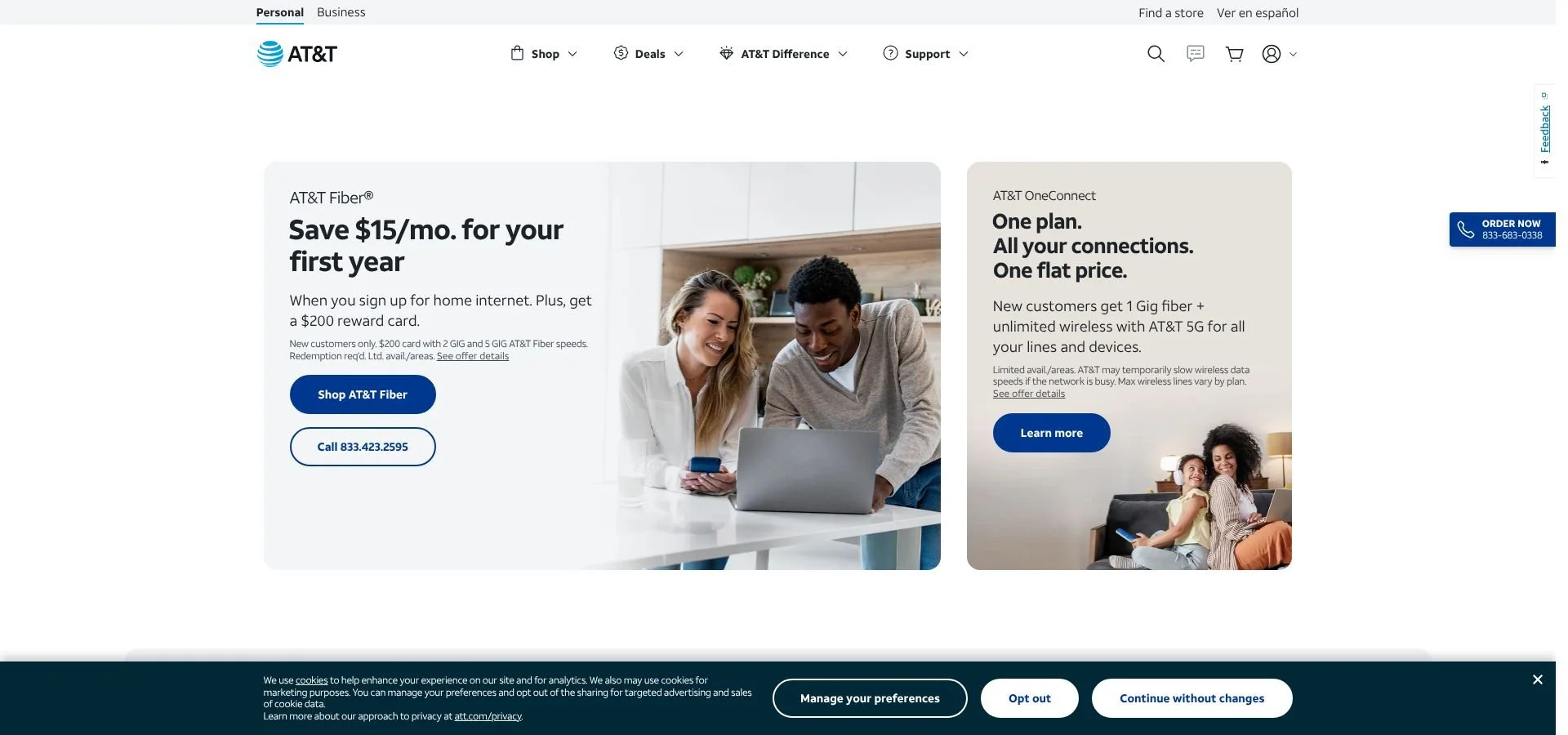 Screenshot of AT&T plan page