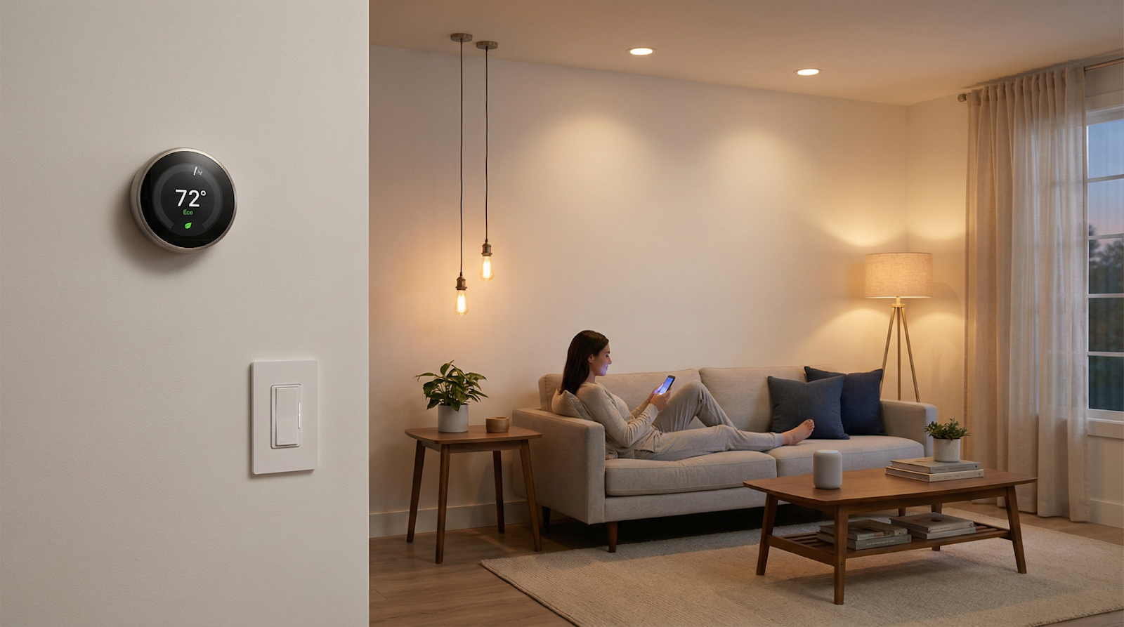 Google nest thermostat on a wall in a house