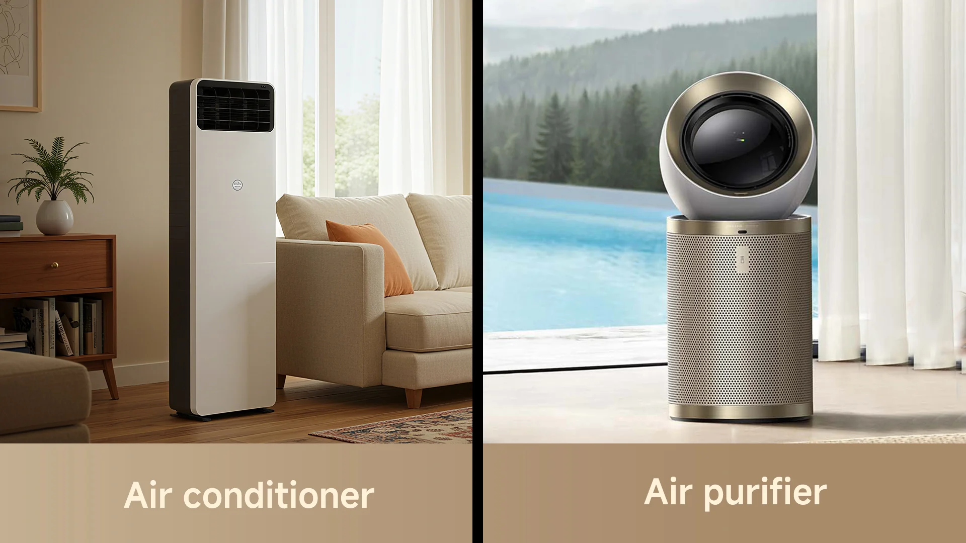an indoor air conditioner next to a purifier