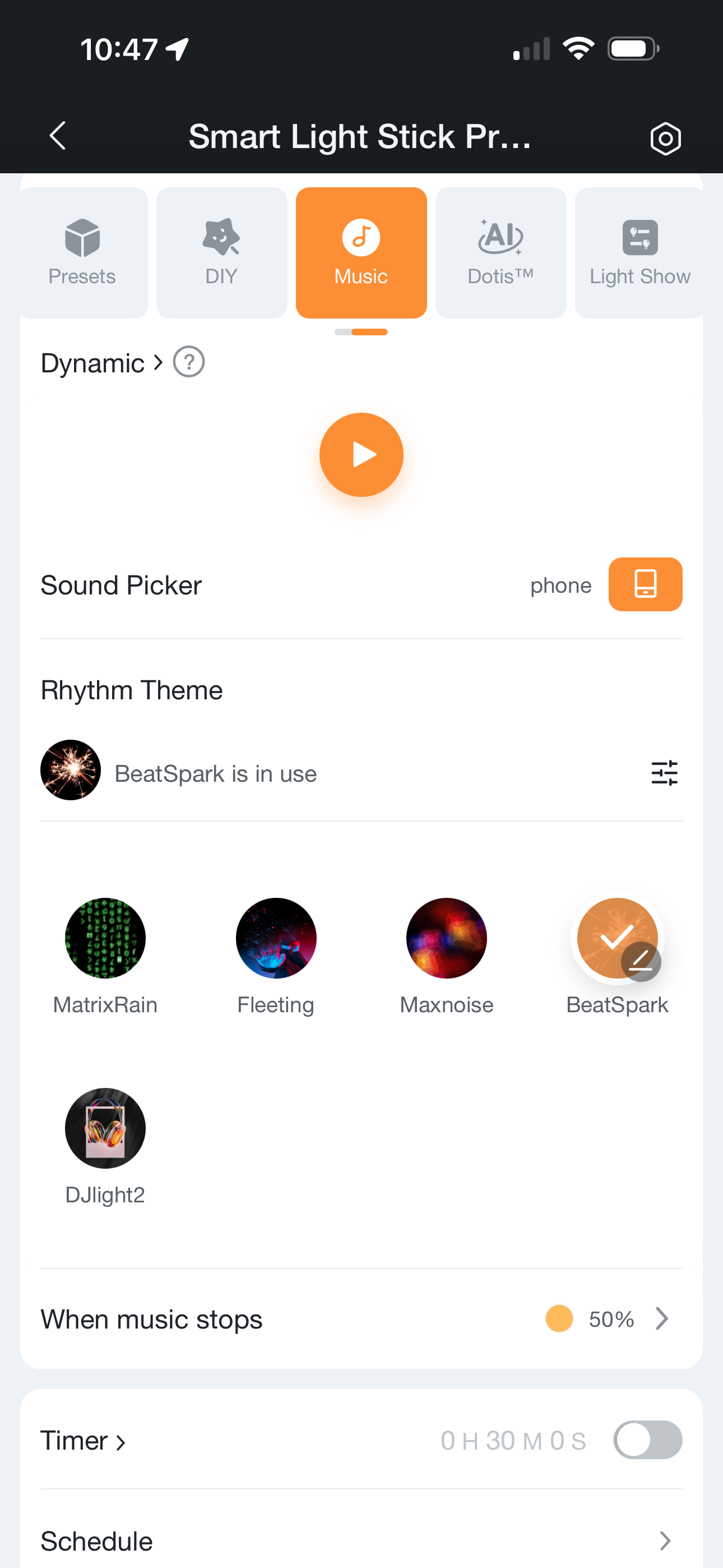 Linkind light stick music sync screen