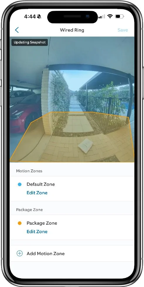 ring app motion zones configuration screen