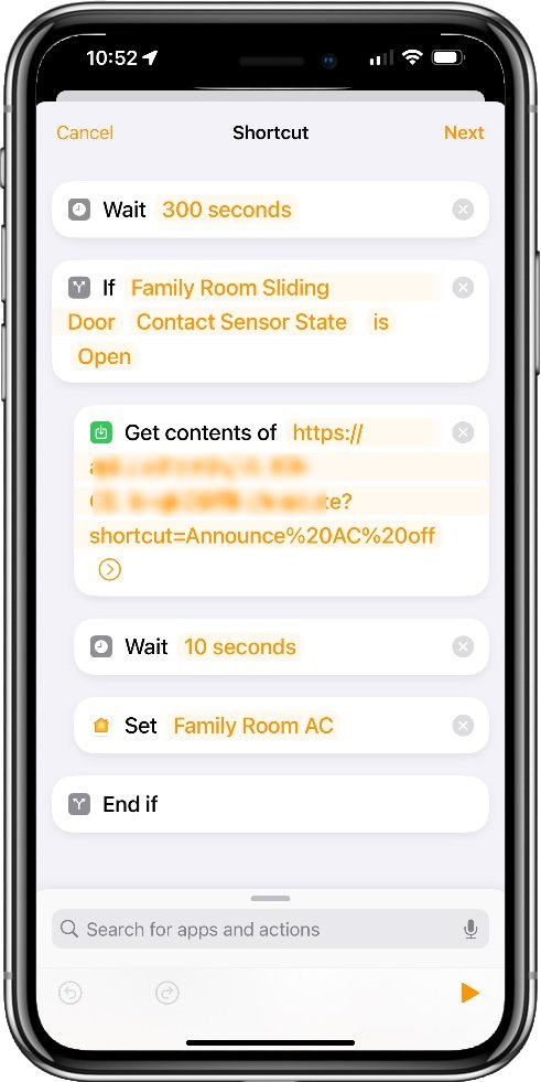 Screenshot of the complete automation in the Apple Home app