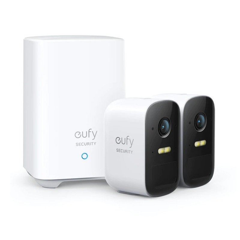 eufyCam 2C Pro - ✔ Supports Alexa, Google, HomeKit Secure Video✔ 2K HDR camera✔ Spotlight and siren✔ Night vision, 8 LEDs✔ Two-way talk (eufy app only)✔ Mounting hardware✔ Local storage on Homebase or NAS✔ IP67 water resistance✘ Requires Homebase✘ eufy account required