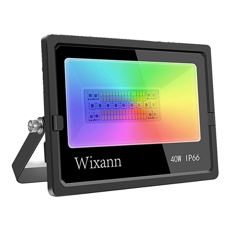 Wixann 40W Flood★★★★★ - ✔  Supports Tuya, Alexa, Google Assistant✔  16 million colors✔  Tuneable white✔  Suitable for indoor and outdoor✔  IP66 weather rated✔  Antenna for extended WiFi range✔  Supports 110-220V input✘  Needs Tuya account for control 