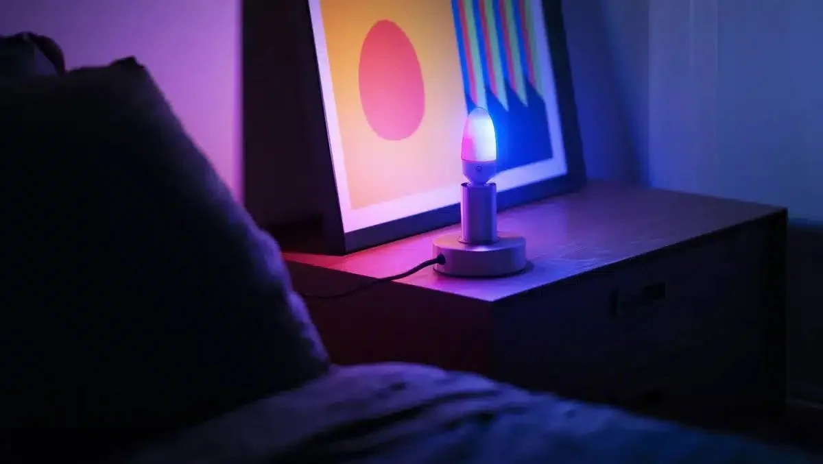 lifx candle set up on a bedside table
