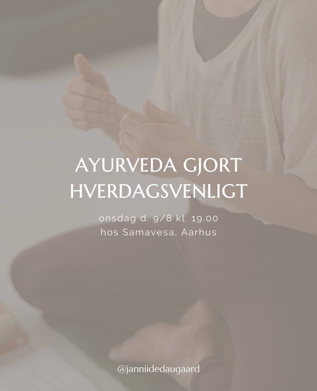 FOREDRAG &amp; PRAKSIS 9/8 KL. 19.00-21.00⁠
⁠
Lad os nyde en hyggelig sensommeraften i smukke @samavesayogastudie, hvor du kan l&aelig;re lidt mere om ayurveda samt nyde en dejlig yoga- og meditationspraksis 🧘🏻&zwj;♀️🌸🤎⁠
⁠
Under foredraget f&arin