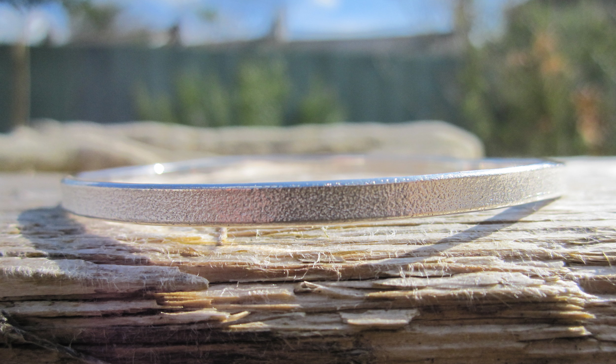 solid silver Cornish sand textured bangle bracelet