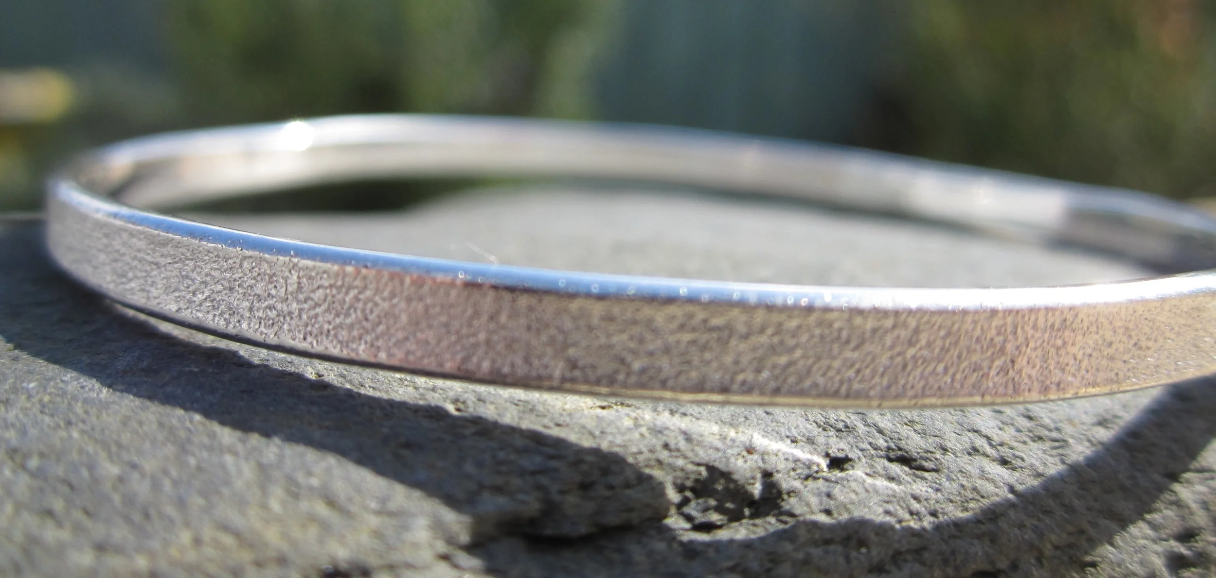 Cornish sand textured solid silver bangle