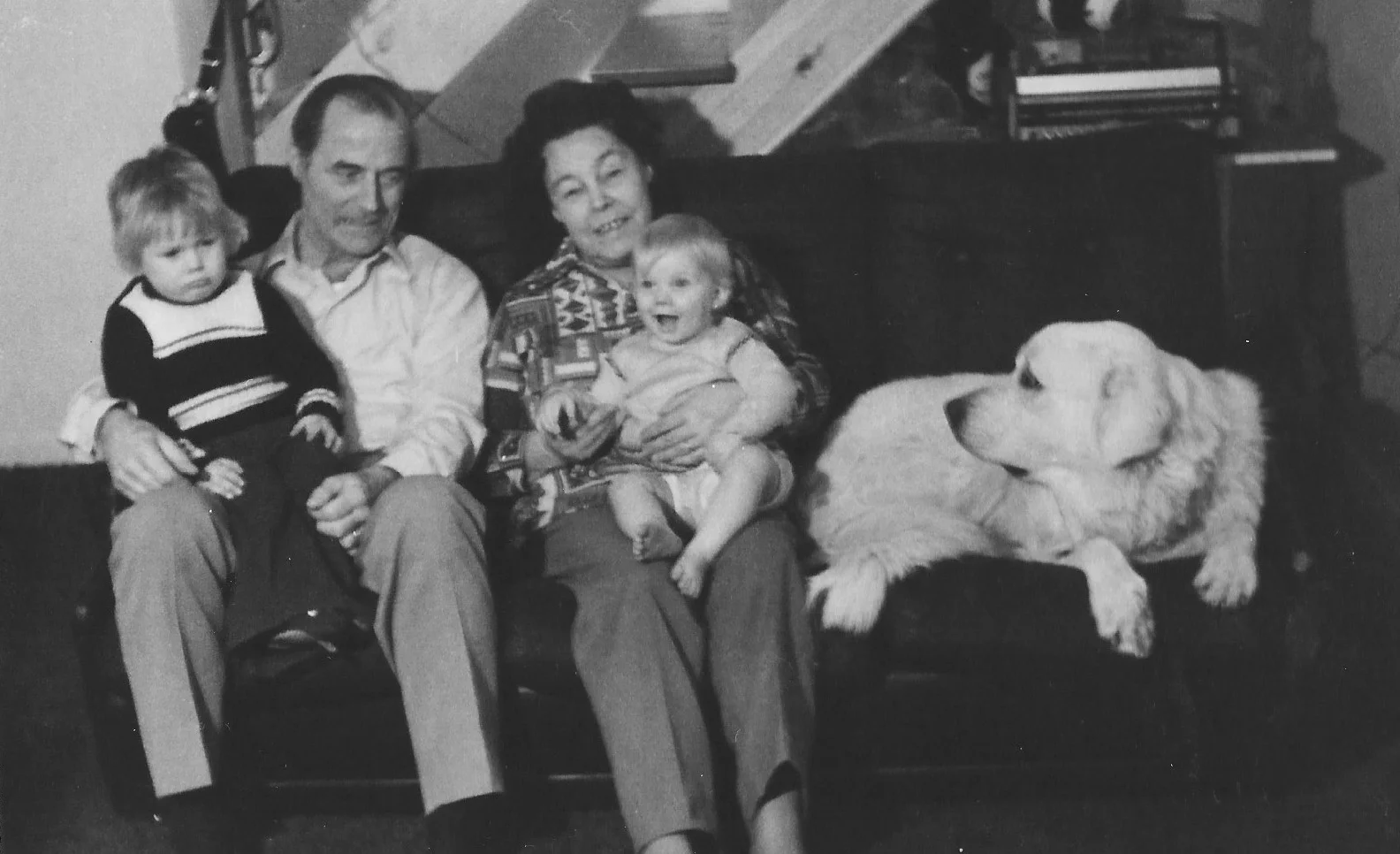 Scott, Florence’s husband Ernest, Florence, Scott’s sister Kellie and Sheba the dog