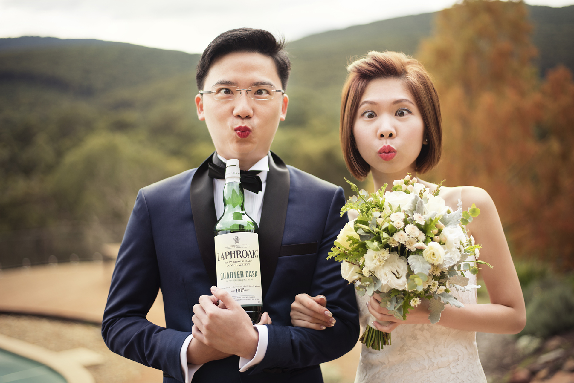 "KX is a very serious man who loves whisky like his dad, and like most macho and serious men, they don't really like to be in front of the camera that much, so you can imagine Pearlyn's joy when we manage to trick him into letting Pearlyn apply lipstick on him and assuring him we will be shooting CLOSEUP ON THE LIPS ONLY hahaha" p.s. Anyway KX was very happy with the all images in the end, including THIS .