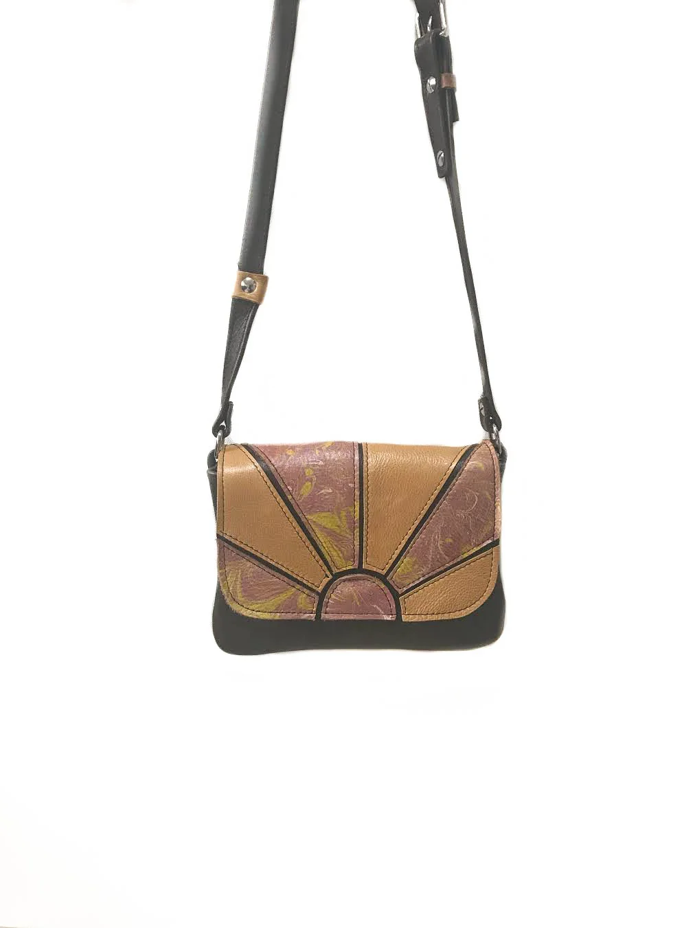 Leather sun bag with marble dye