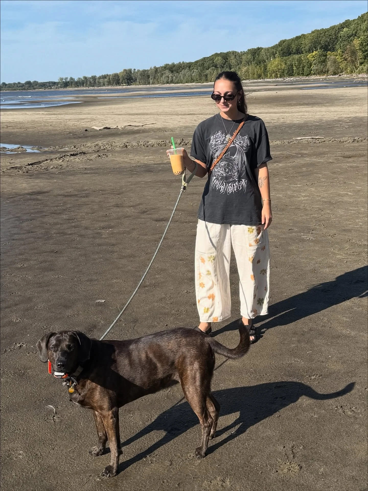 October or July&hellip; it&rsquo;s been hard to tell the difference these days ☀️🌞 and that&rsquo;s definitely not me complaining 

&bull; Dogs and Pants &bull; Pants and Dogs &hellip;and a lil Boba 
&bull;
#currypants #everydaystyle #dressforcomfor