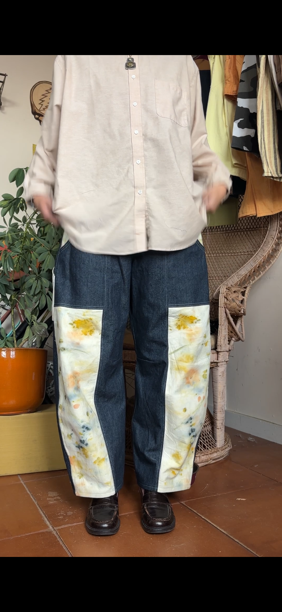 Curry Pants - Denim and Flower Dye