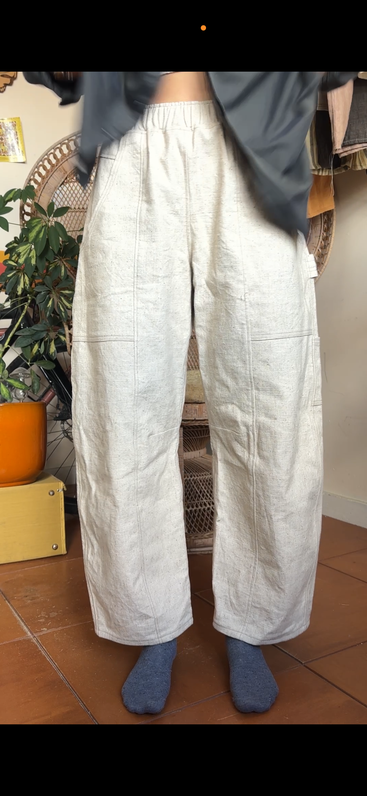 Curry Pants- Oatmeal Cotton/Linen Blend