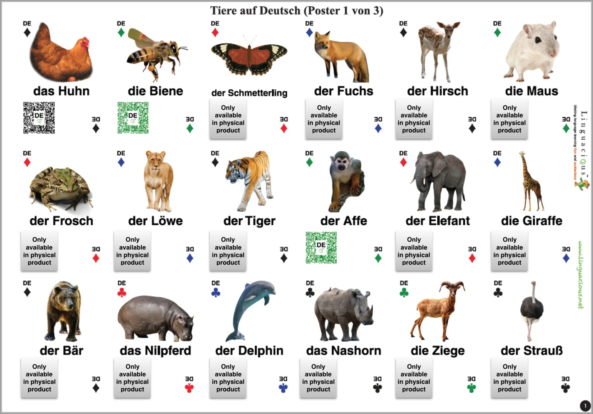 Animals in German - Poster