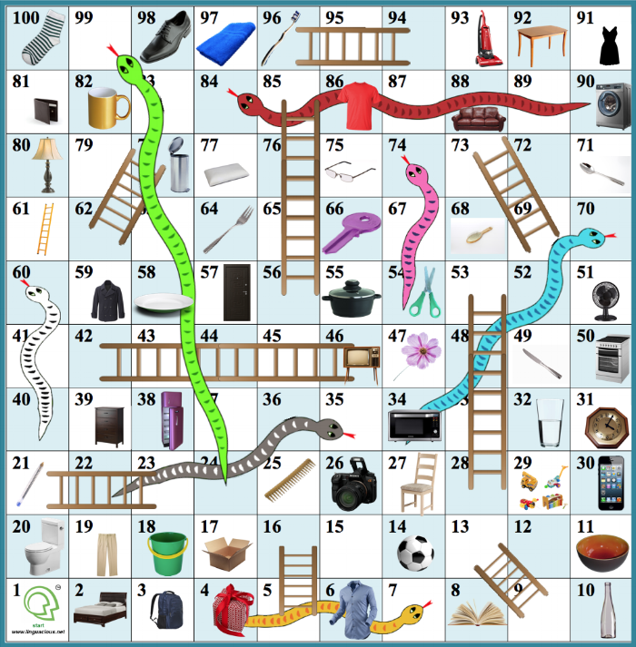 The Linguacious® Snakes and Ladders (for use in conjunction with our Around the Home flashcards)