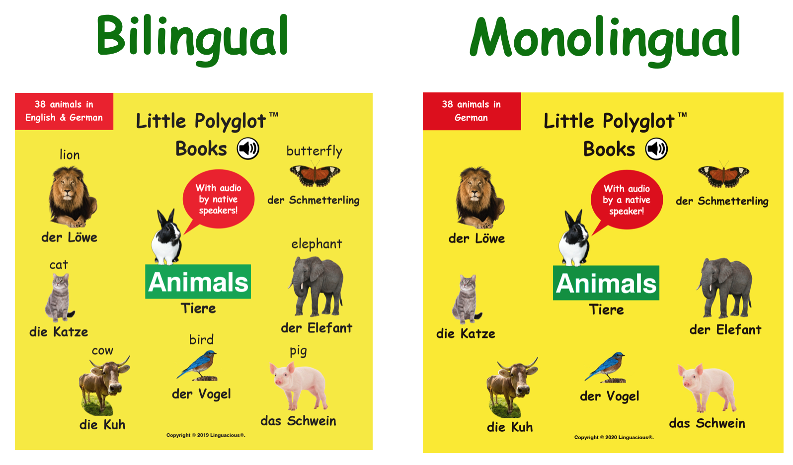 Animals - German/English (Little Polyglot Books, audio) — Linguacious®