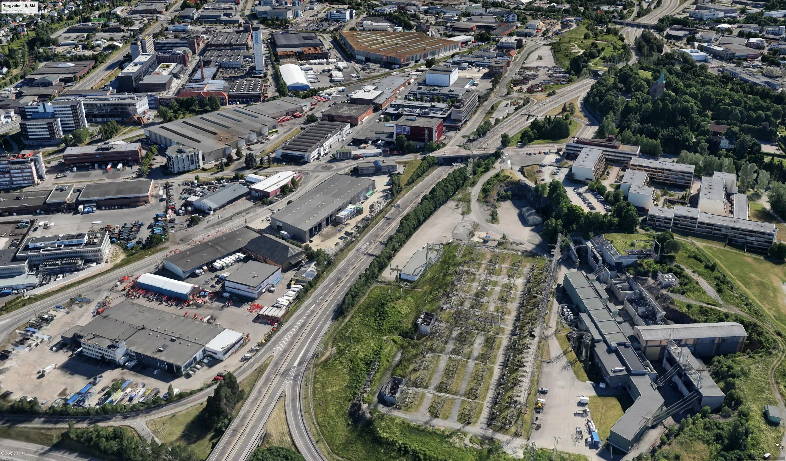 E6 Ulvensplitten. Google Earth.