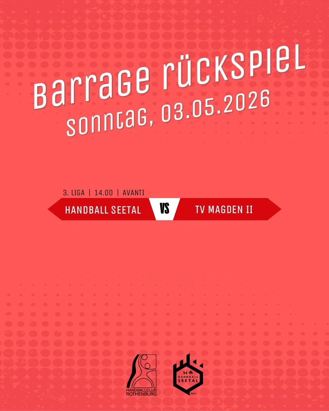 R&uuml;ckspiel in der Abstiegsrunde - trotz einer 10 Tore Hypothek glauben wir an den Ligaerhalt!

Darum nochmals alle am Sonntag in die Avanti, um das Team lautstark zu unterst&uuml;tzen!

#hoppseetal
