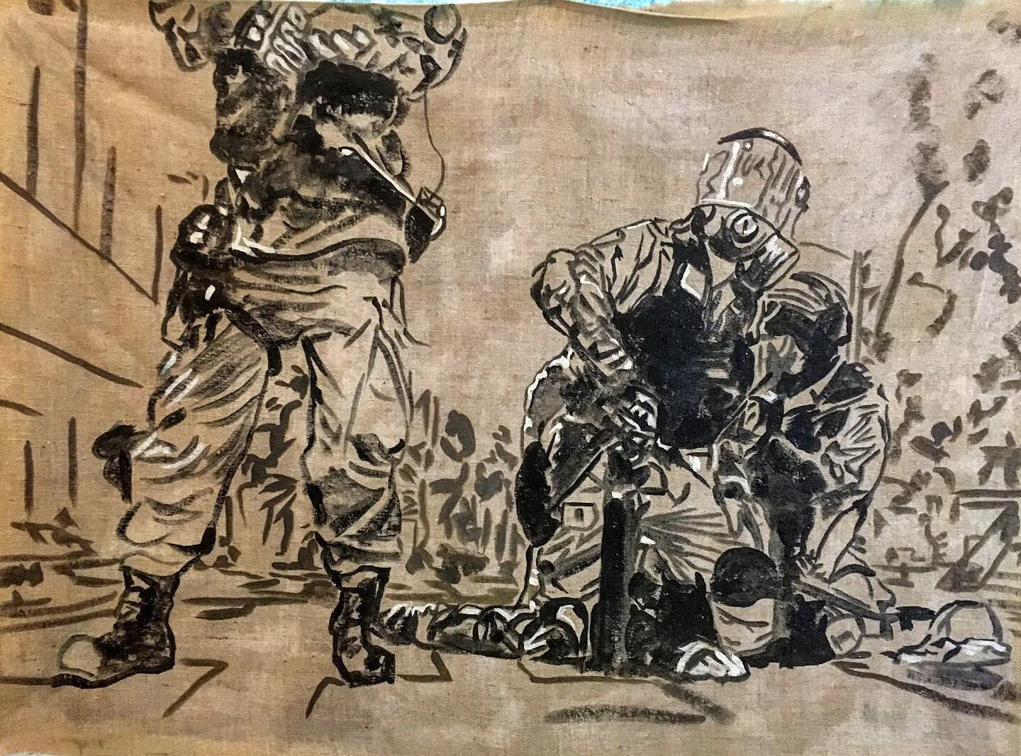 Three Guns, and One Goes Off (underpainting)