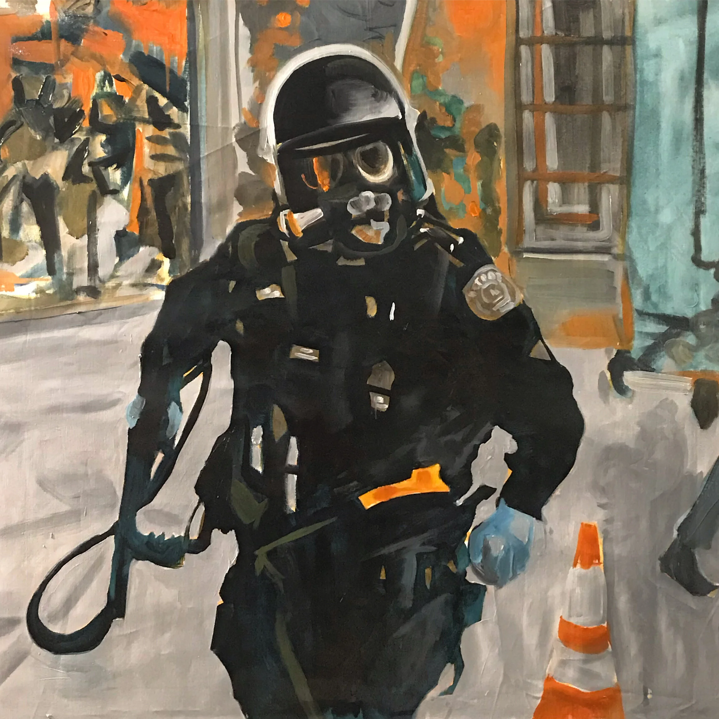 'Don't Stand So Close to Me', 2020, oil on unmounted linen, approx 30 x 30 in