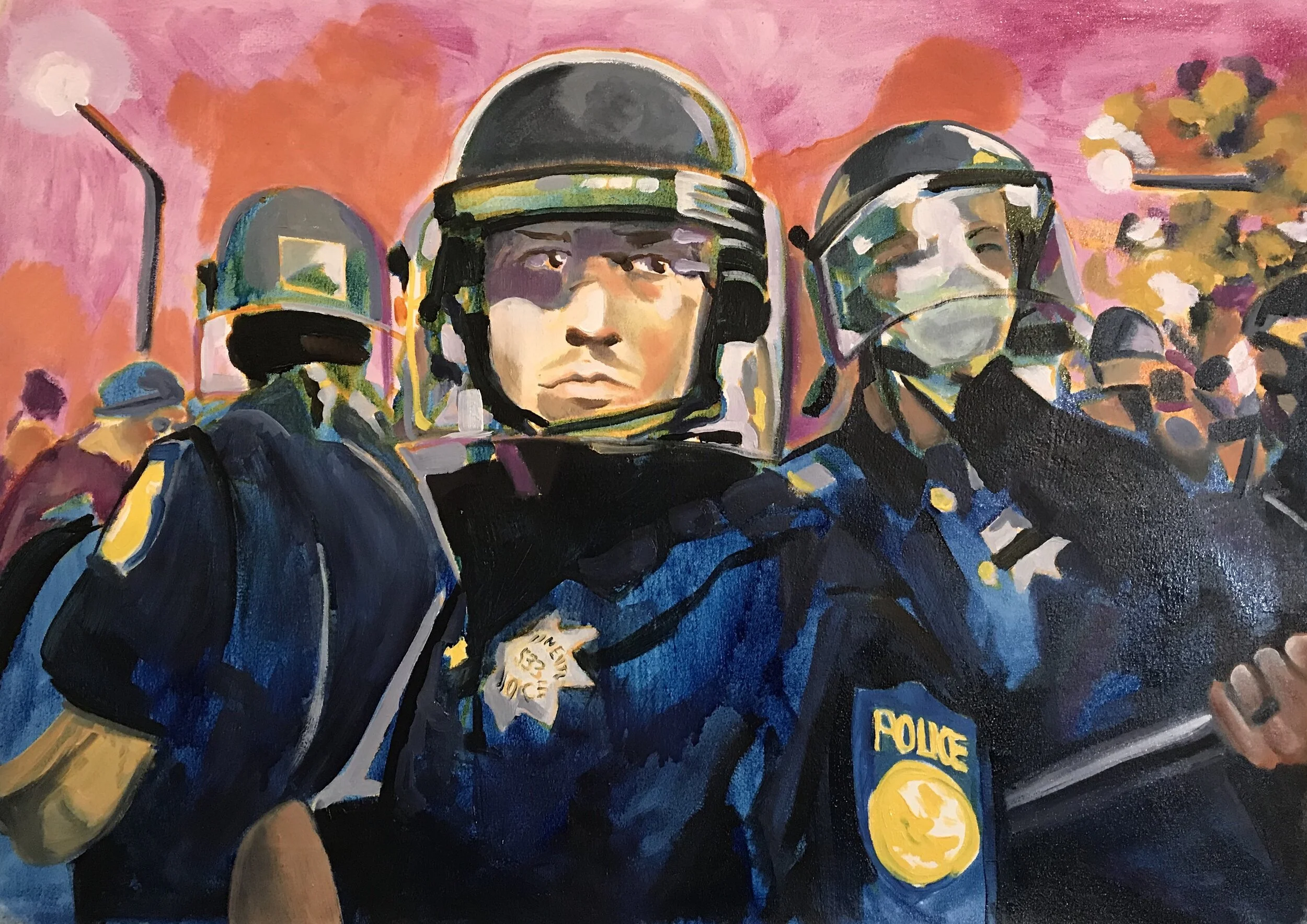 'Boys of Summer', 2020, oil on unmounted canvas, approx 24 x 32 in